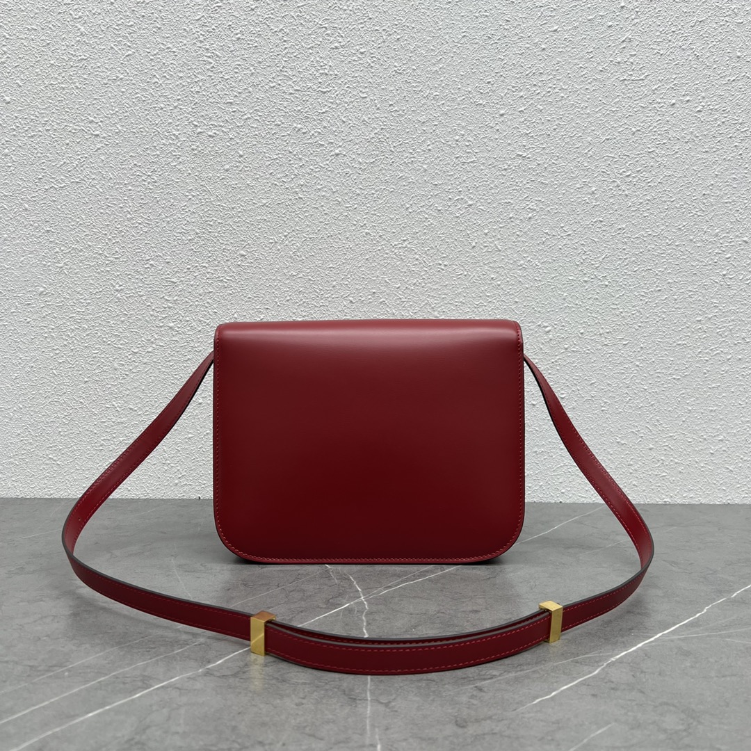 Celine Classic Box Shoulder Bag Handbag In Shiny Calfskin Red 189173